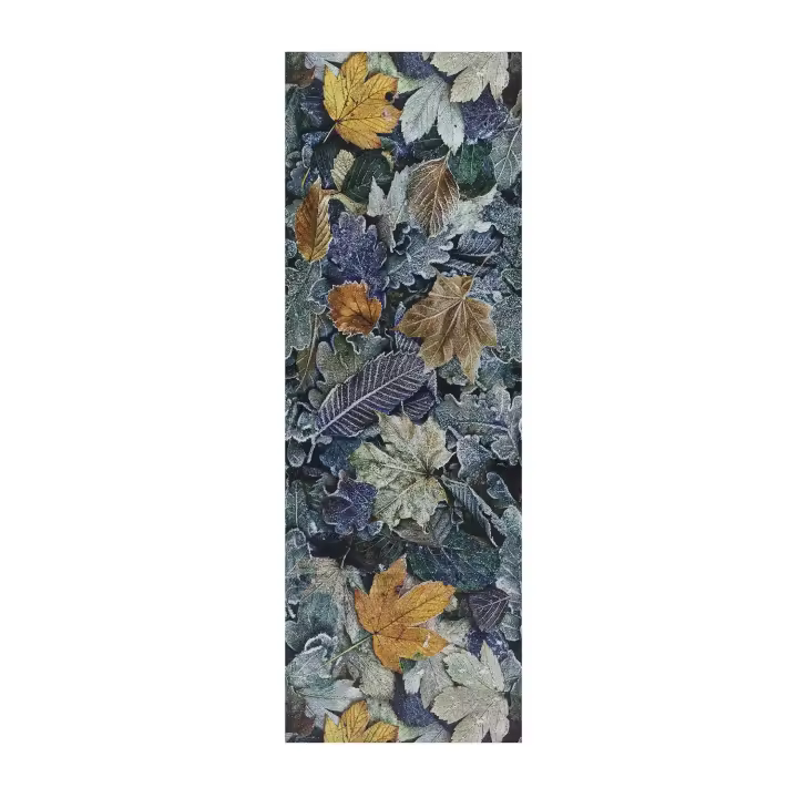 Alfombra vinílica de cocina diseño con hojas en azul - RICCI FOLIAGE | 52x100, 52x200 cm - 1