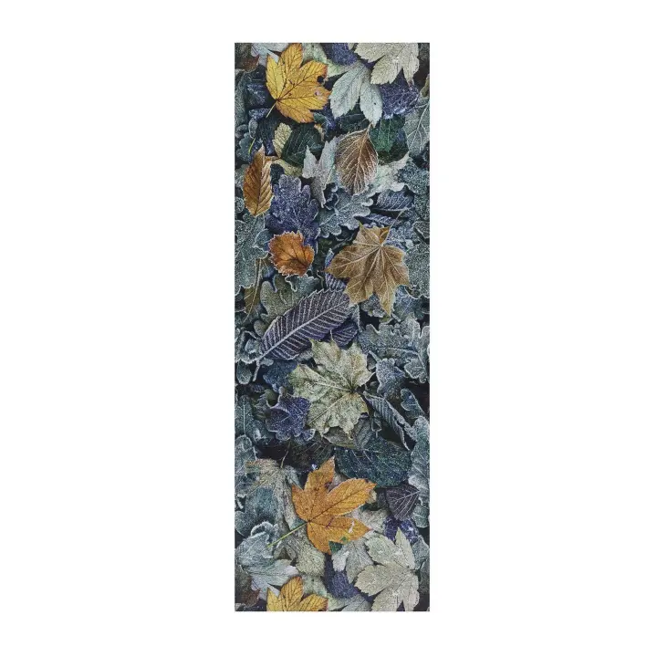 Alfombra vinílica de cocina diseño con hojas en azul - RICCI FOLIAGE | 52x100, 52x200 cm - 1