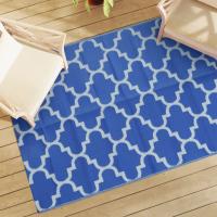 vidaXL Alfombra exterior ARAKIL PP 140x200 cm en color Azul/Negro y gris/Gris y blanco y más - details 0