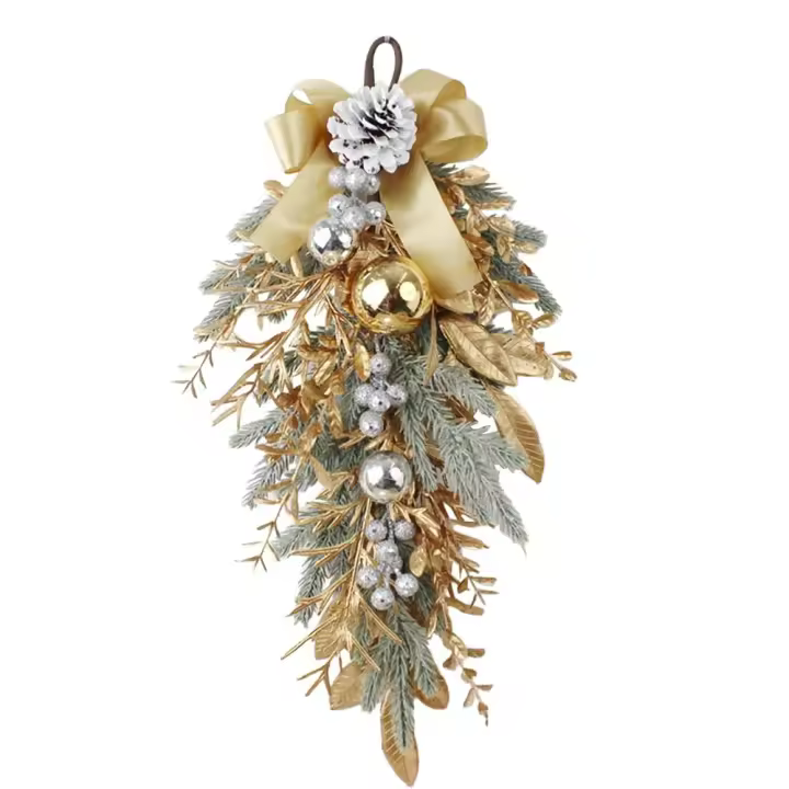 Guirnalda de Lágrima artificial para Navidad, Adorno de Guirnalda navideña, piña decorativa, Colgante de pared, Flor de simulación - 1