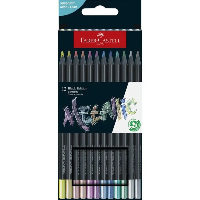 FABER LAPIZ FABER CASTELL BLACK EDITION 12 COLORES METALIZADOS BLACK EDITION - 1
