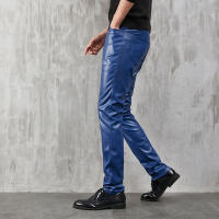 Pantalones De Cuero Para Hombre Ajustados Con Stretch Moda PU Para Fiestas Y Danza Streetwear Cierre De Cremallera Estilo Chic - details 3