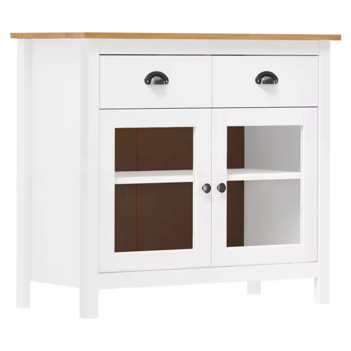 vidaXL Mesita de noche Hill madera maciza de pino blanco 90x40x80 cm - 1