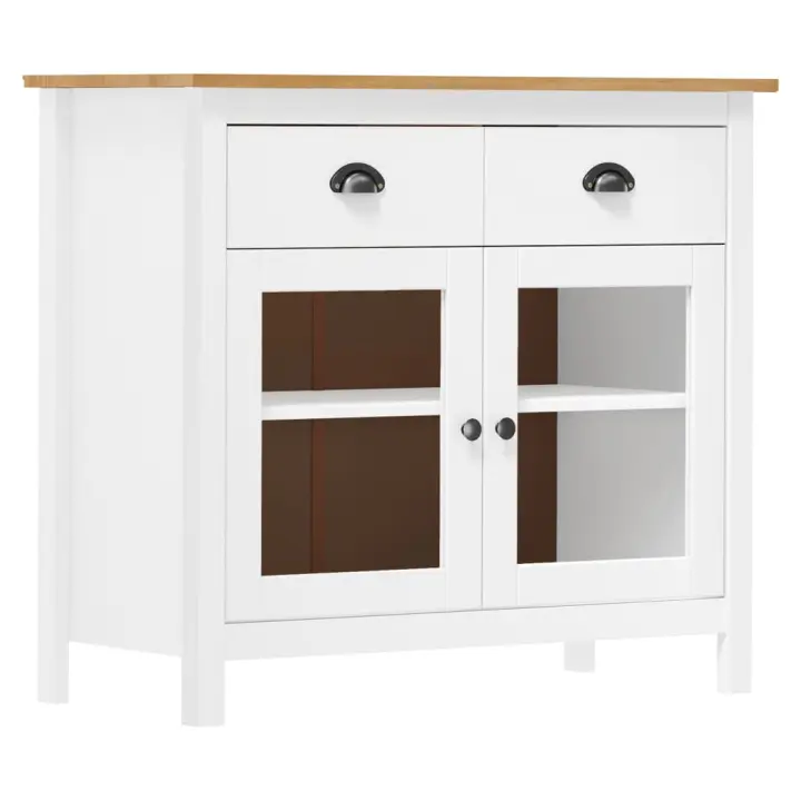 vidaXL Mesita de noche Hill madera maciza de pino blanco 90x40x80 cm - 1