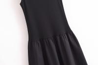 Vestido Largo Tejido MUJER Para Mujer Sin Mangas Fiesta Vestido Negro Draped Maxi Retro Patchwork Ankle-Length Polyester - details 6