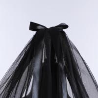 Velo De Novia Corto En Lace Con Borde Negro Y Decoración De Lazo Dos Capas Velos De Novia 2026 Para Mujeres - details 4