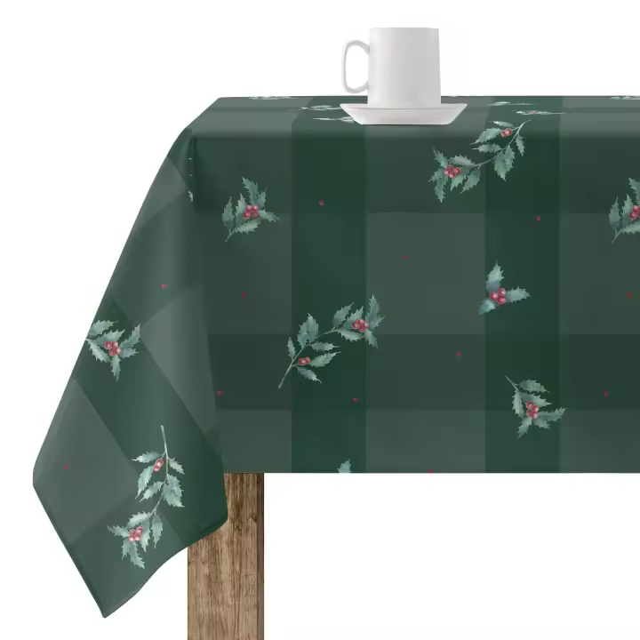 BL Belum | Mantel Navidad 140x140 cm 100% algodón resinado Antimanchas (Tacto no plastificado) Modelo Green Christmas 1 - 1