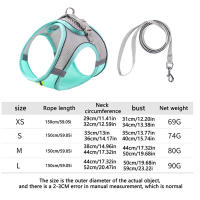 Juego De Correa Y Arnes Para Gato De Tela Malla Suave Ajustable Con Cinturones Reflectantes Para Pequeños Y Grandes Gatos Vestido De Caminar Con Correa - details 7