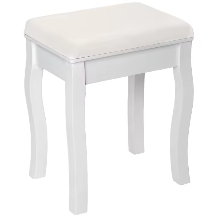 Tectake - Taburete de tocador blanco | Apoyo firme y diseño elegante | También indicado como taburete para piano | Tapizado con motivos de rosas - 1
