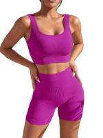 Nuevo Lote De Conjunto De Yoga Fitness Para Mujer Cintura Alta Sin Costuras Secado Rápido Absorción De Humedad Estilo Moderno - details 5