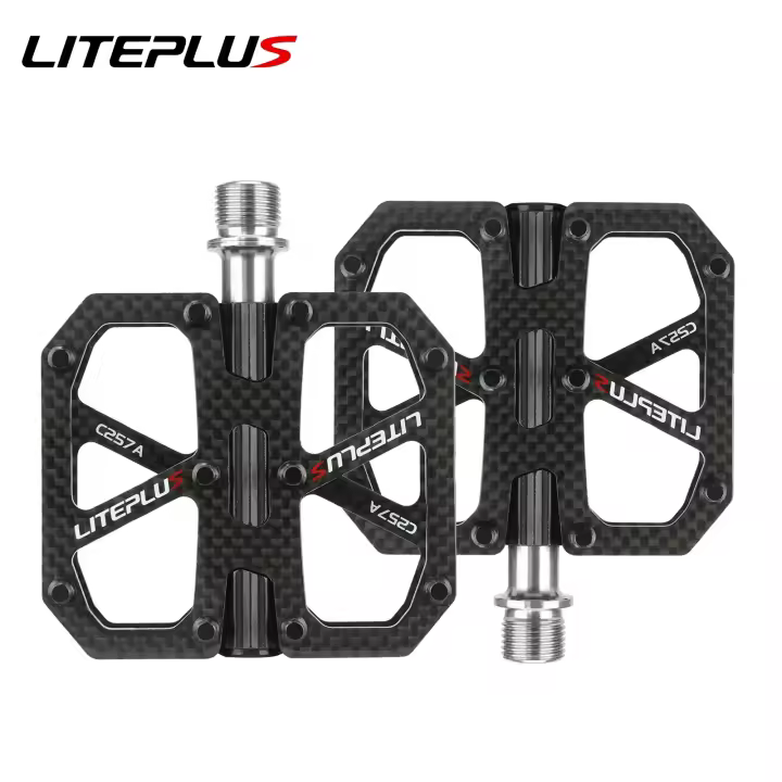 Pedal De Bicicleta De Carbono LITEPLUS 185g Plataforma Antideslizante Con Eje De Titanio Y 3 Rodamientos Para MTB Y Carreras De Carretera - 1