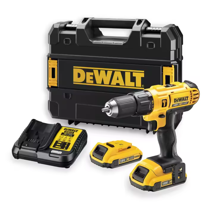 Dewalt DCD776D2T-QW - Taladro Percutor XR 18V Con 2 baterías Li-Ion 2Ah y maletín TSTAK - 1
