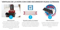 Vileda I Sistema Mopa Ultramax I Set completo de mopa con cubo escurridor I Limpieza en húmedo I Ideal para suelos de madera I Hecho de Microfibra para eliminar cualquier suciedad. - details 1