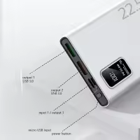 Cargador portátil Power Bank de 10000 mAh, 22,5 W, carga rápida, 2 USB 3.0, tipo C, QC PD4, pantalla LED, cargador externo compatible con iPhone 16/15/14/13/Pro Max, Android, Samsung (blanco, actualizado a 2025) - details 1