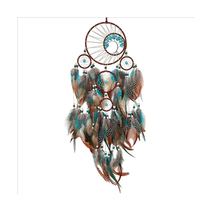 AquaBlue atrapasueños hecho a mano, atrapasueños, árboles de la vida, decoración de pared para dormitorio - 1