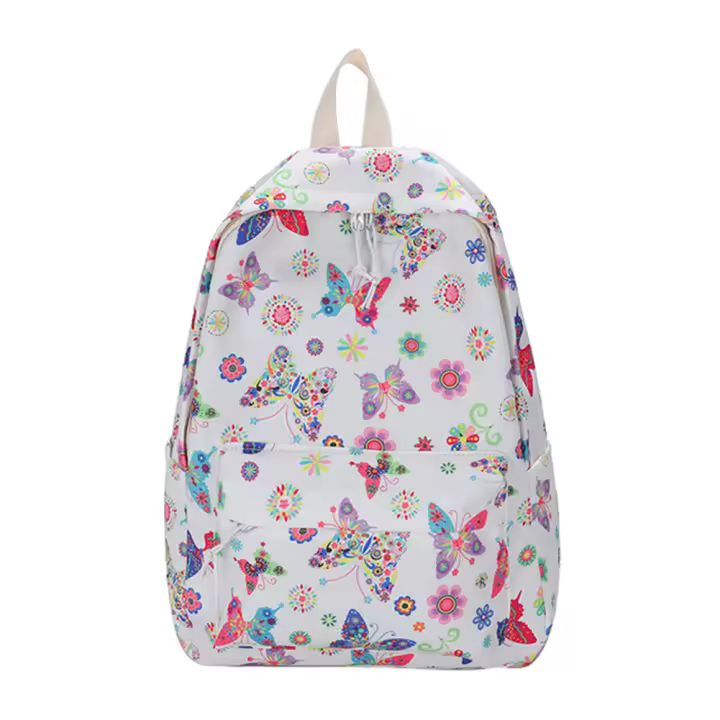 Mochila Deportiva Para Mujer Con Estampado De Mariposas Y Flores De Nylon Gran Capacidad Moda Casual Para Camping Al Aire Libre Y Escuela - 1
