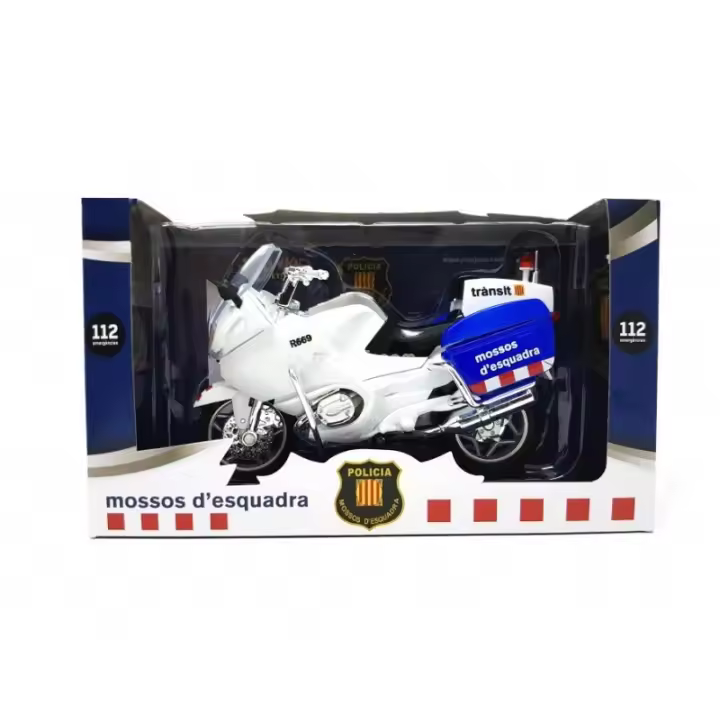 Moto Mossos D'Esquadra Metálico - Maqueta de vehíclo en miniatura, metálico, ruedas móviles con suspensión - Escala 1:35 - xocoto - 1