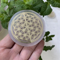 Placa De Carga Para Meditación Y Yoga Piedra De Gypsum Selenita Blanca Con Flor De Vida Para Los 7 Chakras Piedra De Hecho Natural Fengshui - details 3
