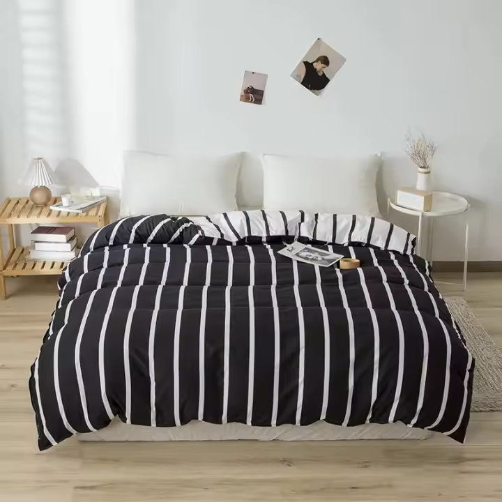 Funda De Edredón Individual 150x200 CM Estilo Nórdico Diseño De Corazones En Gris Para Estudiantes Y Dormitorios De Hotel Seda Poliéster Suave Y Duradero - 1