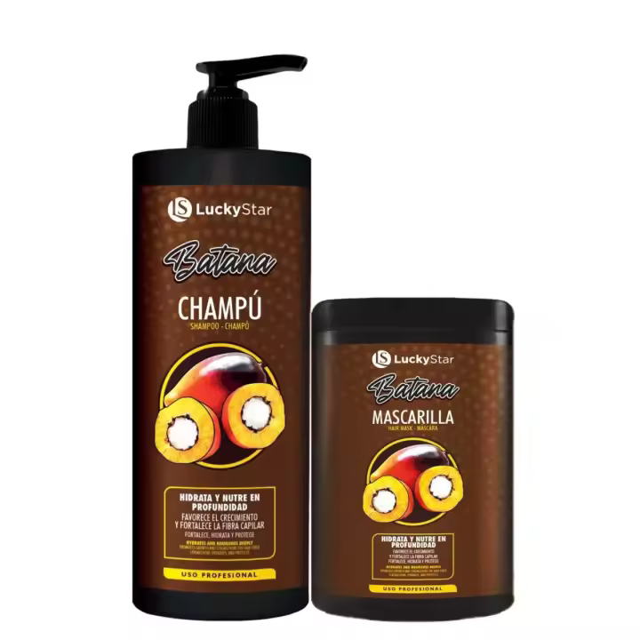 PACK BATANA LUCKYSTAR ,CHAMPU 1000 ML + MASCARILLA 1000 ML - 1