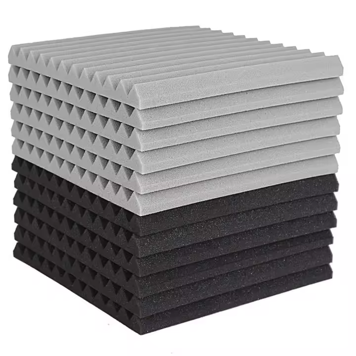 Tablero de espuma acústica de 12 piezas, azulejo de cuña de estudio, Panel de pared insonorizado piramidal de tratamiento, 2,5x30x30cm - 1