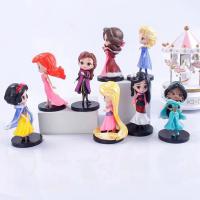 Disney Figuras De Acción De Princesa Kawaii Q 6-8Pcs Snow White Ariel Belle Rapunzel Para Niñas Juguete Modelo De Hielo Y Fuego - details 4