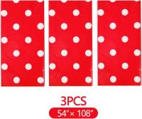 Paquete de 3 manteles de plástico con lunares Rojos de 54 "x 108" pulgadas, cubierta de mesa con lunares - details 0
