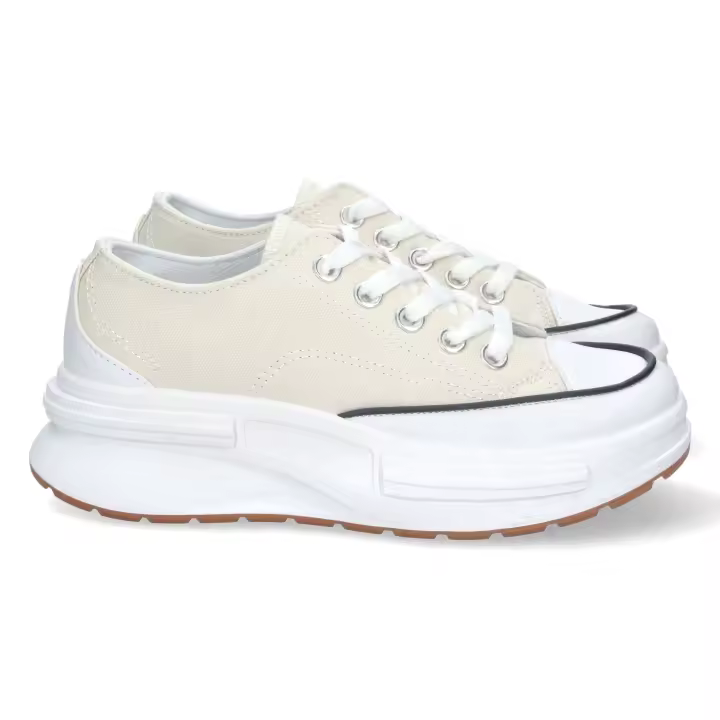 PuntoSalao Zapatilla plataforma lona mujer color beige HB-0361 - 1