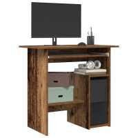 vidaXL Escritorio de madera contrachapada 80x45x74 cm en color Roble ahumado/Negro/Madera antigua y más | estructura resistente ideal para salón dormitorio o estudio - details 2