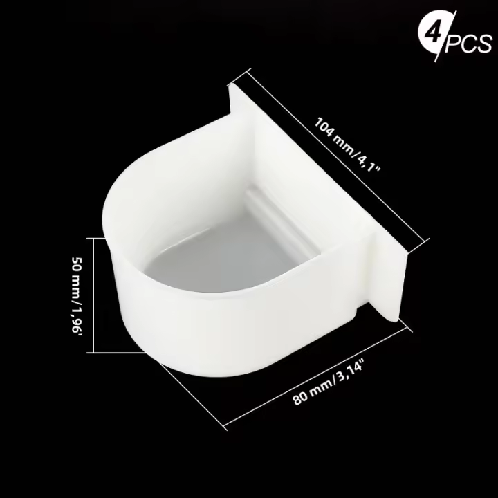 4 Pcs Reemplazo De Cuencos Para Alimento Y Agua En Jaula De Pájaro Blanco Cuencos De Alimentación Para Pequeños Pájaros Universal De Plástico - 1