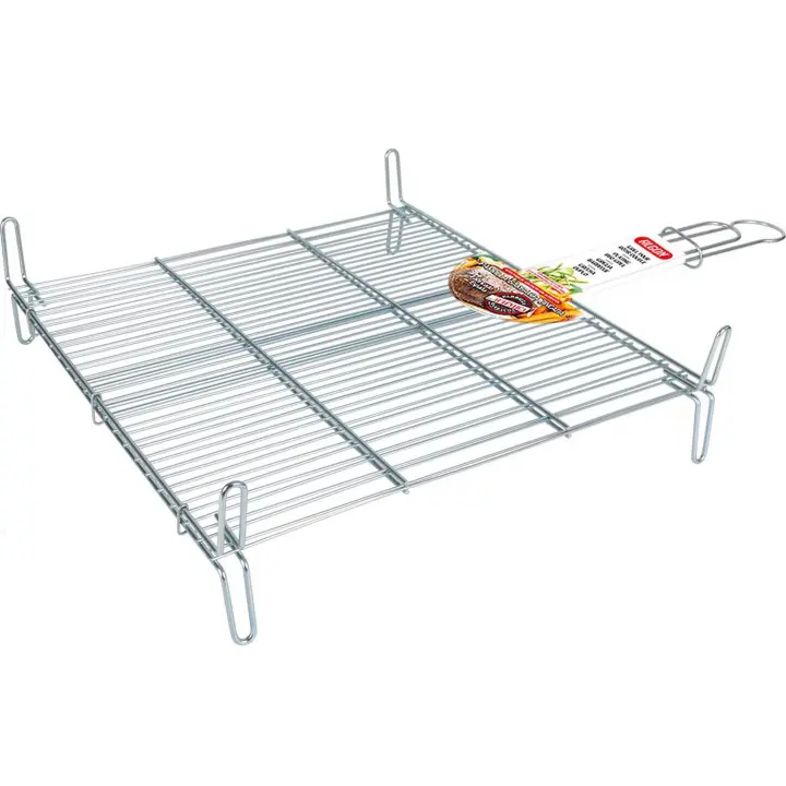 Algon - Parrilla Barbacoa Doble Zincada 50x50 cm - Resistente y Fácil de Limpiar - Versátil para Exteriores - Portátil - 1