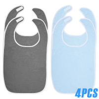 4Pcs Bibs Para Adultos En Poliéster Protección Rresistente a Manchas Para Comidas Y Bebidas Ajustables Para Ancianos Azul/Ceniza - details 0