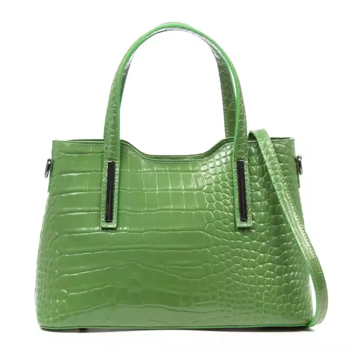 Firenze Artegiani. Fiesole bolso tote Mujer. Piel auténtica Gamuza Grabado Serpiente y lacado. Made in Italy. Vera Pelle Italiana. - 1
