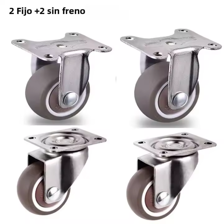 4Pcs Rodillos De Goma Para Muebles Ruedas Universales Silenciosas 360° Giratorio Para Mesa De Trabajo Carrito Silla Accesorios Domésticos Metálicos Y Goma Tamaño 1/1.25/1.5/2 Pulgadas - 1