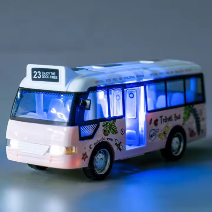 Juguetes De Autobús Escolar Con Sonido Y Luz Coches Pequeños De Casteado Para La Ciudad Potenciados Por La Fricción Regalo Para Niños - 1