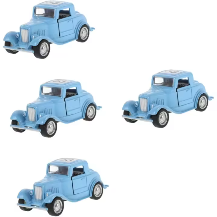 4 modelos de coches clásicos coleccionables, coches de fundición a presión, coches antiguos, decoraciones de coches antiguos, decoración de escritorio, juguetes de metal para coches. - 1