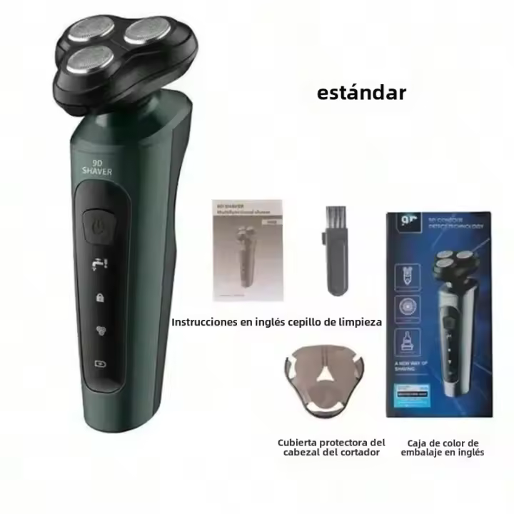 Afeitadora Eléctrica 9D Para Hombres Recargable Impermeable Trimmer De Rotación Para Uso Seco Y Húmedo Batería Recargable - 1