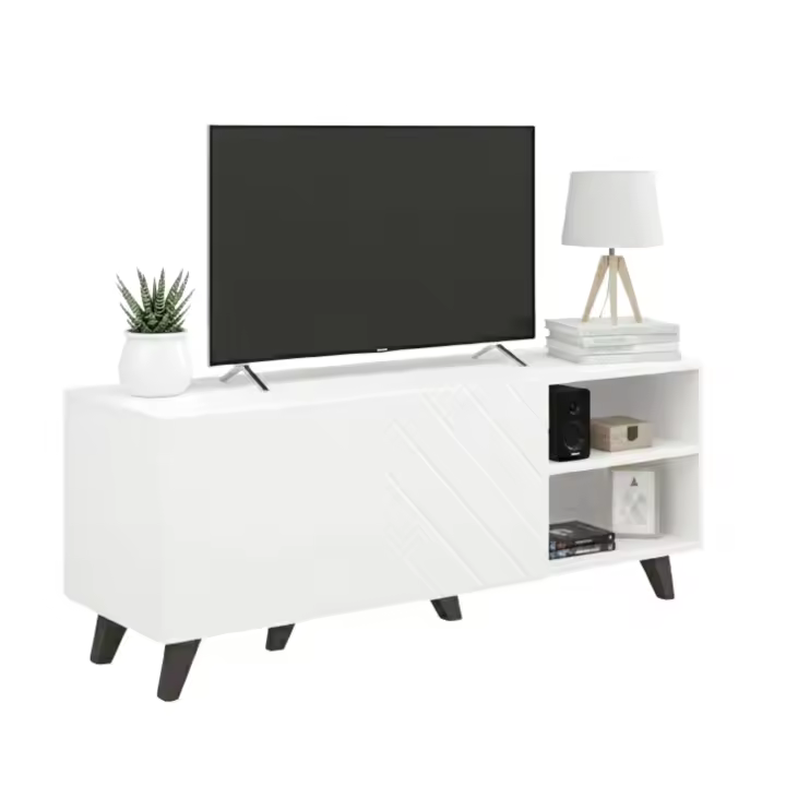 Miroytengo Mueble de TV Josi Salón Comedor 2 Puertas Abatibles 4 espacios 1 estante 2 huecos 150x54x40 cm - 1