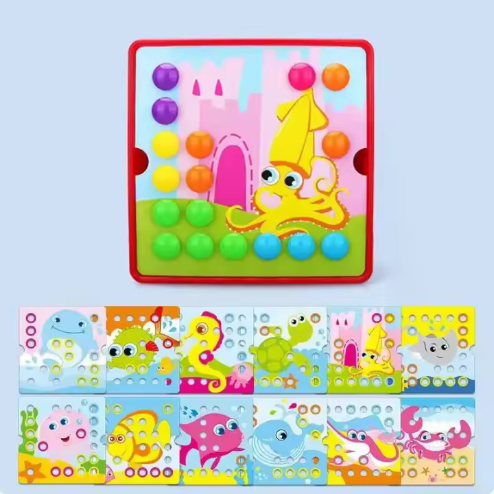 Juego De Rompecabezas De Hongo 3D Para Uñas Juguete Educativo Montessori Para Bebés Animales De Dibujos Animados Juguete Para Niños Regalos Tempranos - 1