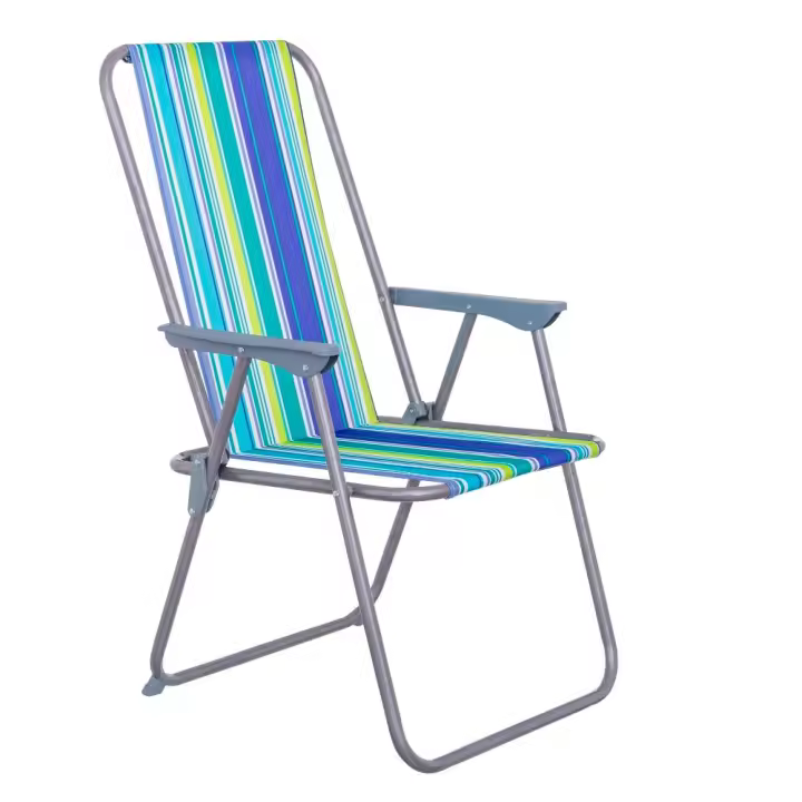 Silla Plegable Hierro Transpirable Cómoda 53x46x88 Cm - Resistente para Playa y Camping - 1