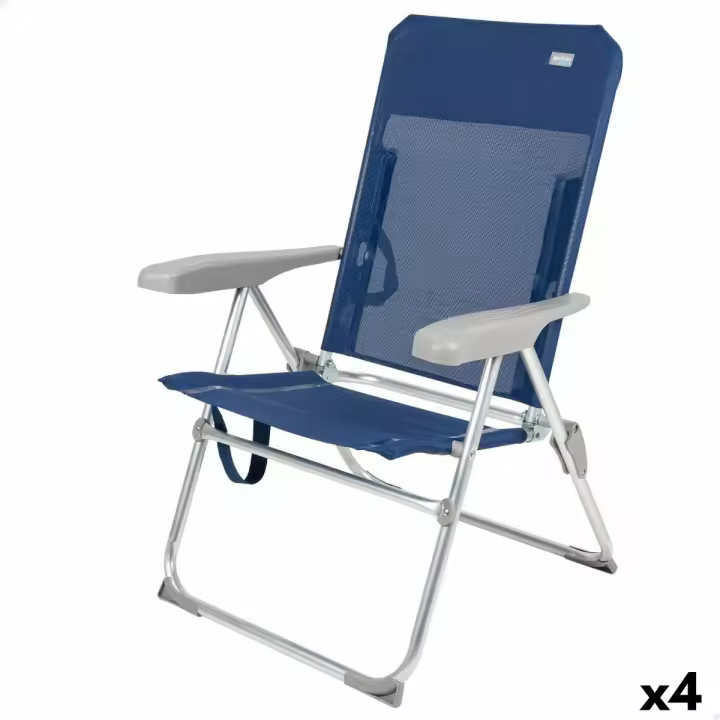 Silla de Playa Aktive Azul marino 47 x 94 x 60 cm (4 Unidades) - 1