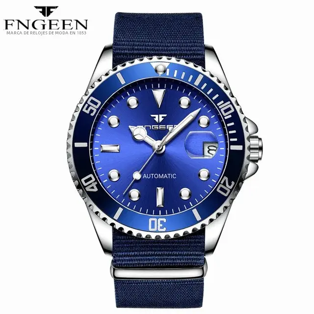 Reloj De Mezquita Para Hombre FNGEEN 9001 Lujo Acero Torbión Esqueleto Automático Luminoso Fecha Diamante Reloj De Pulsera Resistente Al Choque Y a Agua - 1