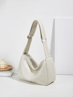 Bolso De Hombro De Cuero Suave Minimalista Para Trabajo Y Estudio Bolsa De Clase Para Mujeres Con Cierre De Cremallera - details 1