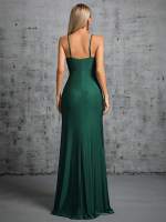 Vestido De Fiesta Mgiacy Con Diseño De Puntadas En El Pecho Y Cuello Encañonado En Tela De Poliéster Con Cinturón Y Abertura En La Parte Inferior Vestido De Bodas Vestido De Ball Vestido De Party - details 2