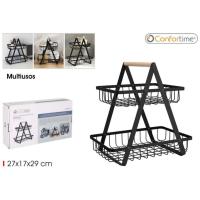 ZYLX SHOPPING – Cesta organizadora metálica Confortime 2 o 3 niveles multiusos para cocina y hogar - details 1