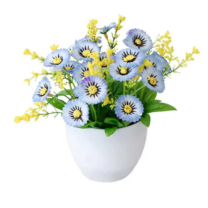Maceta De Fleurocopia De Crisantemo Decorativa Para Escritorio Planta Falsa Permanente De Plástico Para Balcón O Terraza - 1