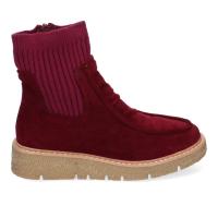 PuntoSalao Botines planos cómodos tejido elastico para mujer color burdeos YZ24-018 :  Unos Botines de Mujer Cómodos y Elegantes Tejido Elástico y Cierre de Cremallera Lateral Ideales para Toda Ocasión - details 1