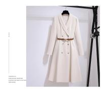 Vestido Elegante Para Mujer Con Doble Botón Y Cinturón Longitud Pierna Vestido Oscuro Blanco A-Line Estilo Oficina Moda Otoño 2025 - details 8
