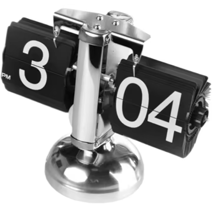 Reloj abatible retro, Reloj digital Automático, buscafonas Automático, Reloj giratorio, decoración Creative de escritorio para el hogar y la Oficina (Negro sin Batería) - 1