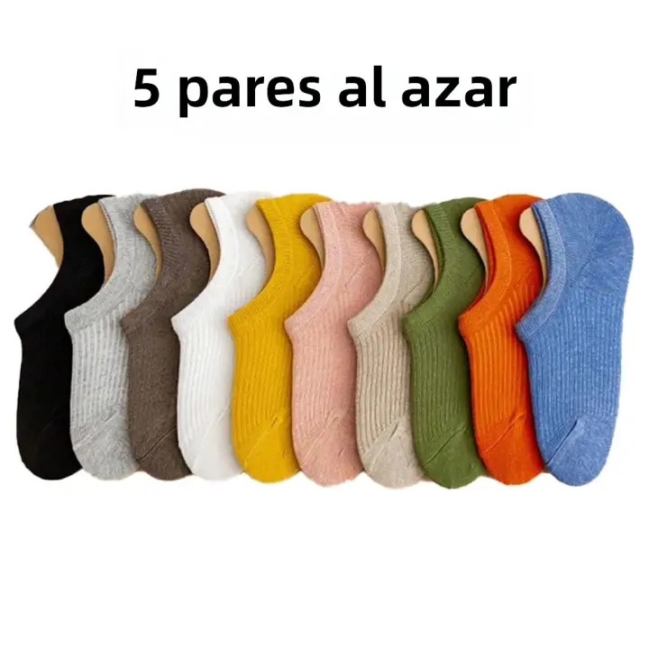 Calcetines De Bote Rayados Para Mujer 5 Pares Antideslizantes Invisibles Delgados Transpirables Para Verano Y Primavera Casual - 1